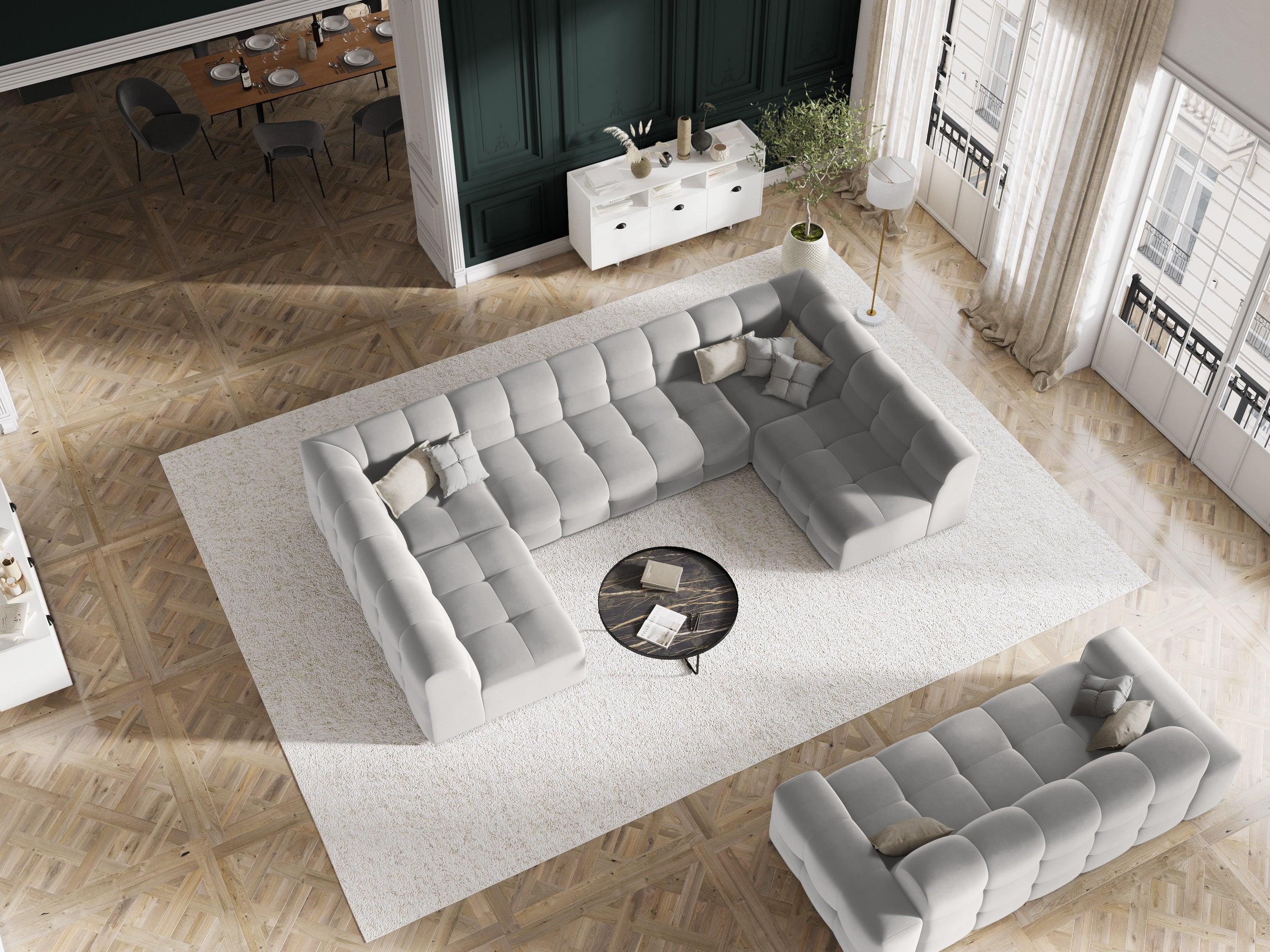 Sofa aksamitna 3-osobowa KENDAL jasnoszary Micadoni    Eye on Design