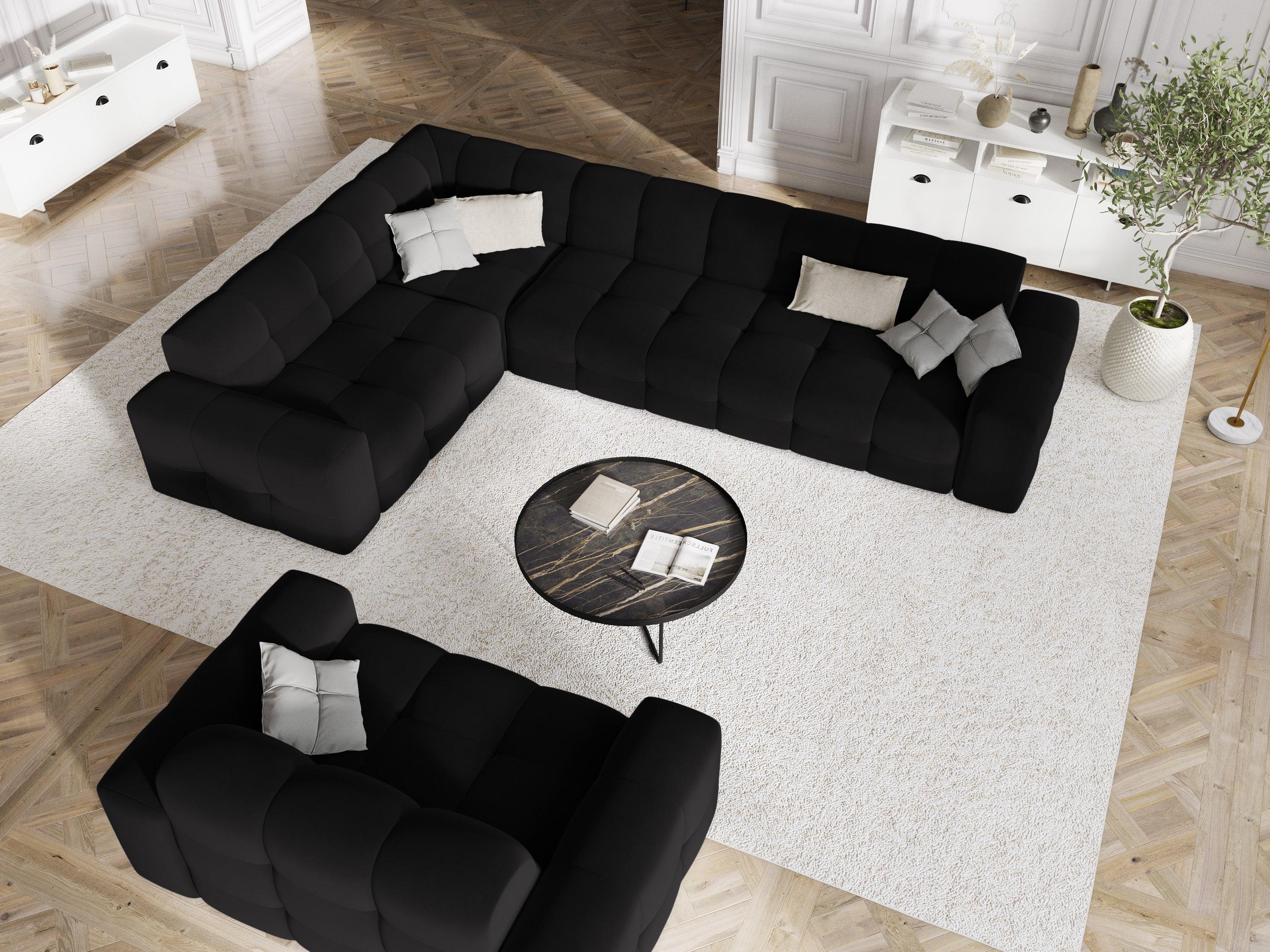 Narożnik lewostronny 6-osobowy KENDAL czarny Micadoni    Eye on Design
