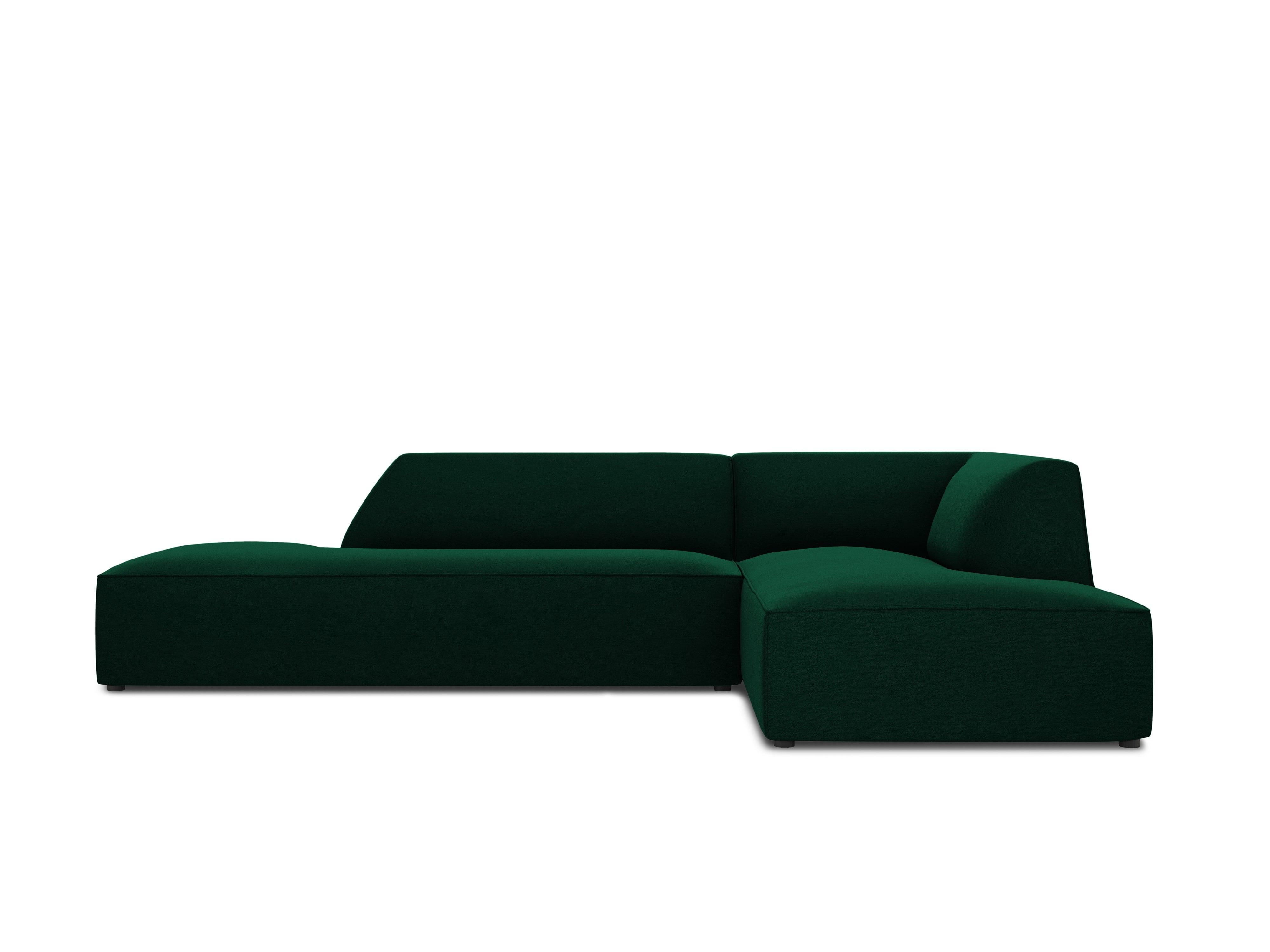 Sofa narożna aksamitna prawostronna RUBY butelkowa zieleń Micadoni    Eye on Design