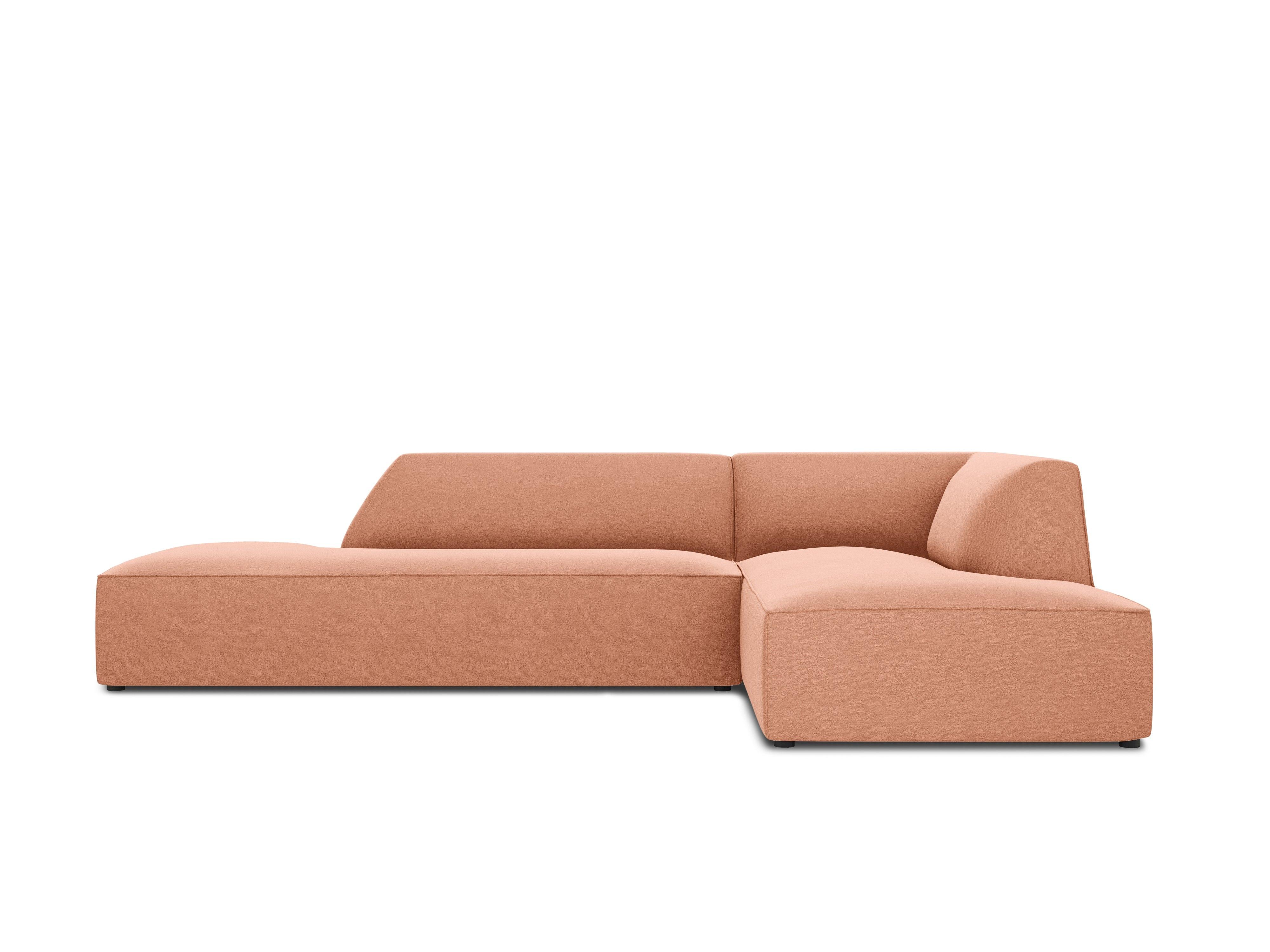 Sofa narożna aksamitna prawostronna RUBY łososiowy Micadoni    Eye on Design