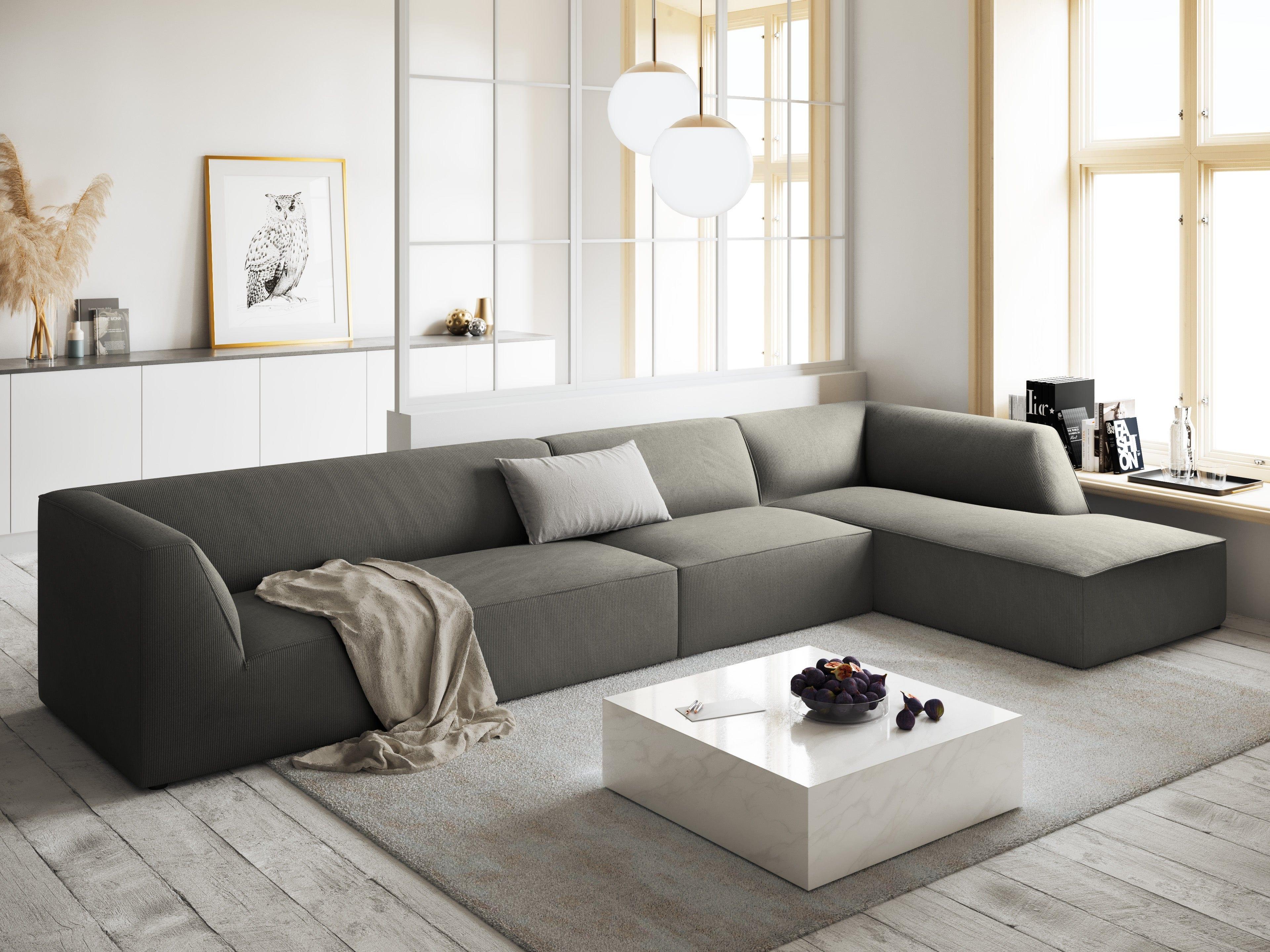 Narożnik sztruksowy 5-osobowy prawostronny RUBY jasnoszary Micadoni    Eye on Design