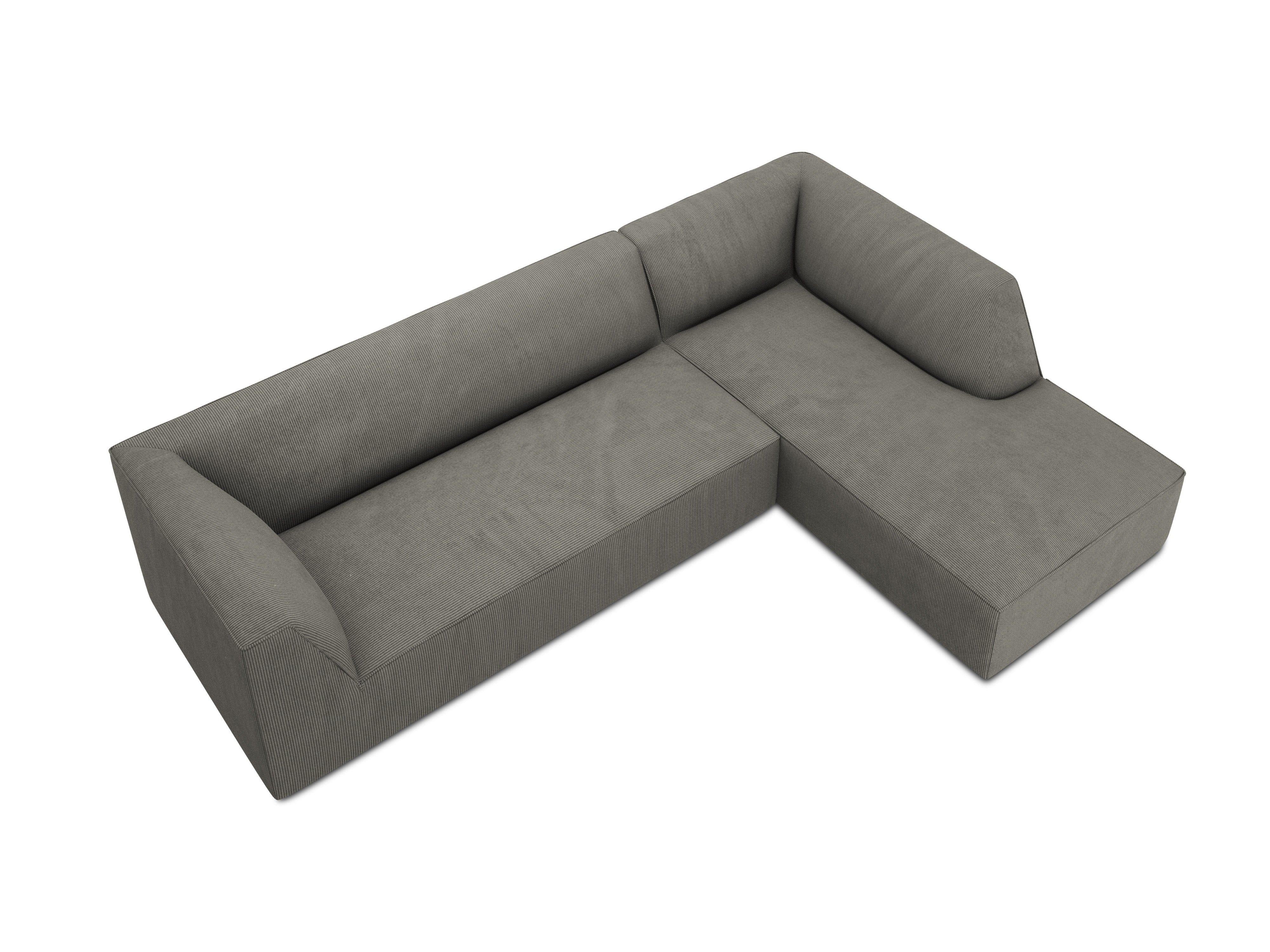 Narożnik sztruksowy 4-osobowy prawostronny RUBY jasnoszary Micadoni    Eye on Design