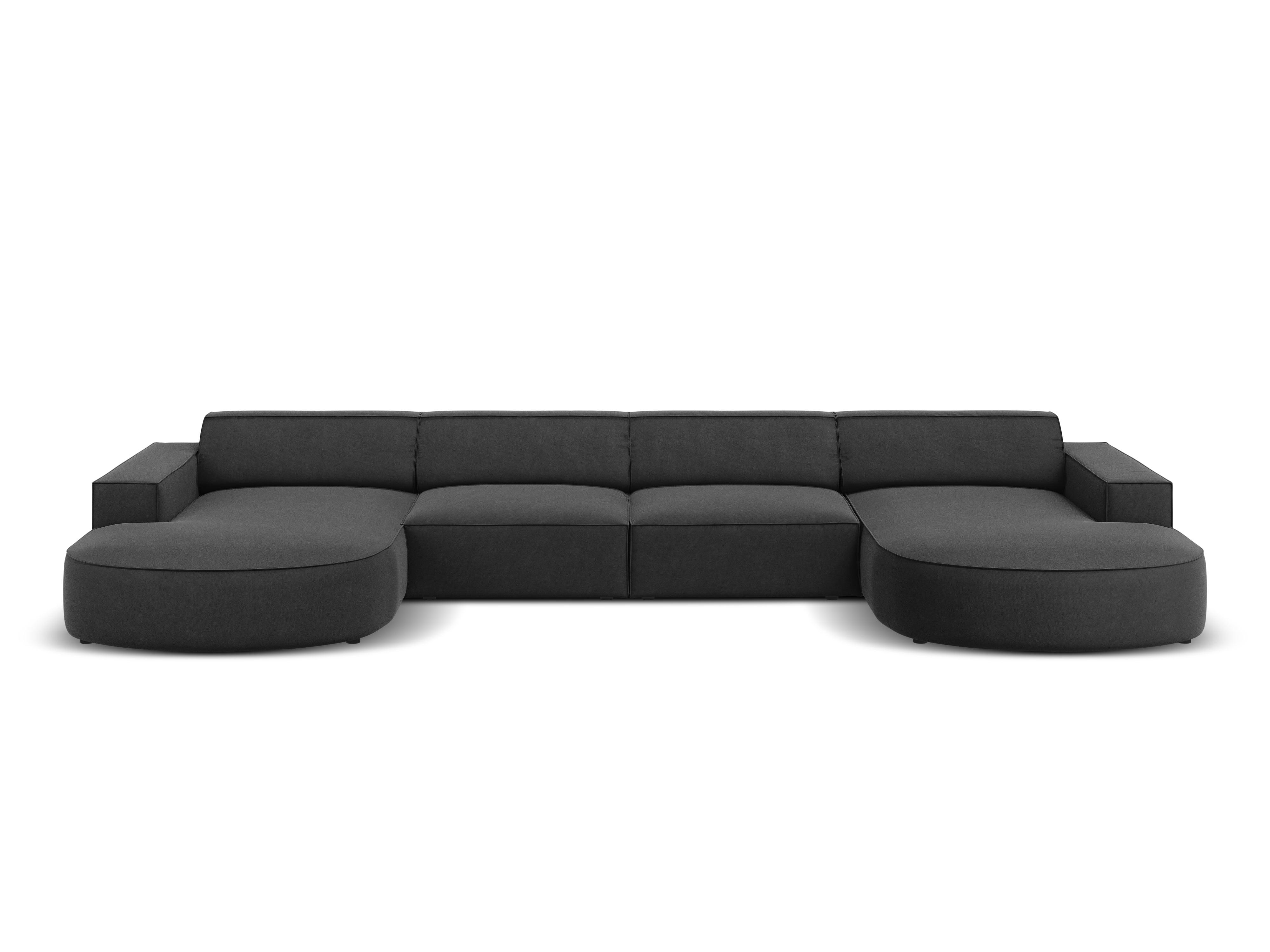 Sofa aksamitna panoramiczna okrągła JODIE ciemnoszary Micadoni    Eye on Design