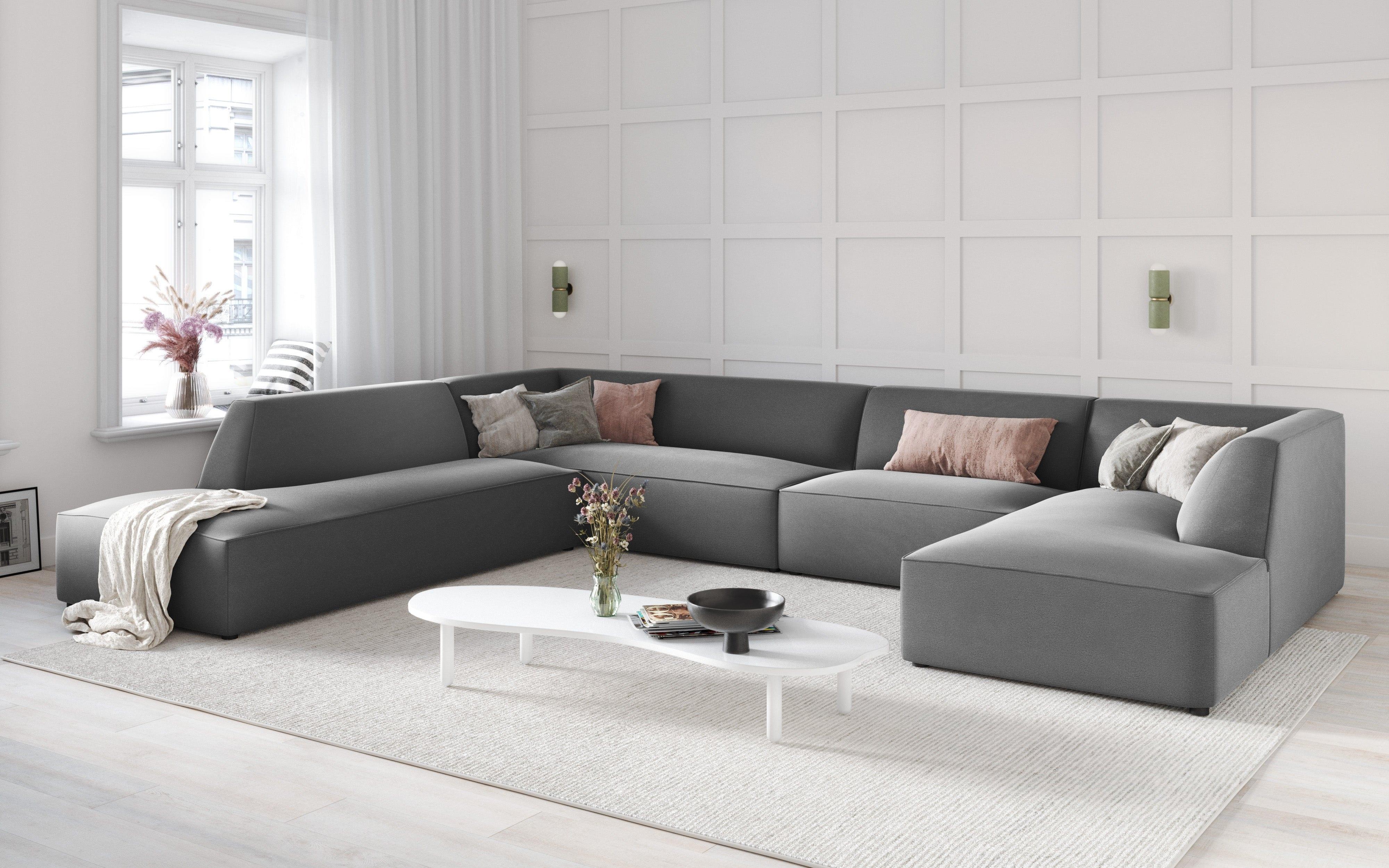 Narożnik w kształcie U aksamitny lewostronny RUBY szary Micadoni    Eye on Design