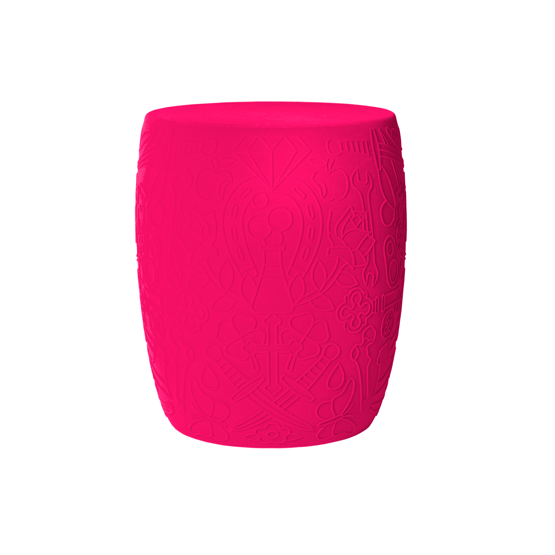 Stołek i stolik boczny MEXICO VELVET fuksja Qeeboo    Eye on Design